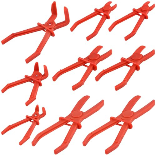 JIEHIN 9-tlg. Schlauchklemmenzangen Set, Gerade und 90° Gewinkelt Schlauchschellenzange, Schellenzange Kfz Werkzeug für Kraftstoffschläuche, Gasleitungen, Bremsschläuche, Kühlerschläuche