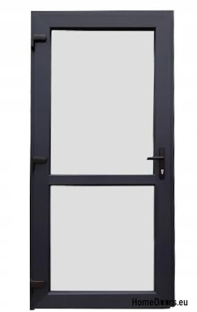 Haustür Kunststoff 100x200 cm DIN Links | Nebeneingangstür mit Sicherheitsverglasung | Kellertür Komplettset für Shop, Garage, Haus | Eingangstür mit 4-Punkt-Schloss und Zubehör | Anthrazit