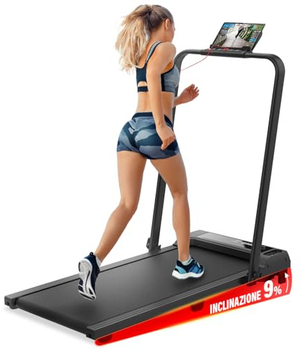 Your Move Tapis de Course Pliable Inclinable, 12 km/h, 6 Programmes, Affichage LED Support Tablette, Tapis De Marche Maison Bureau, Châssis Renforcé, Marque Italienne, Treadmill Next 500 YM
