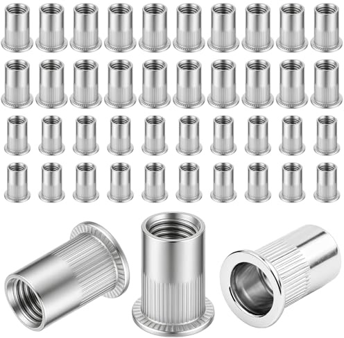 80 Pezzi Dadi Rivetti Filettati in Acciaio Inox,M6 M8 Dadi Filettati a Testa Piatta, dadi rotondi a testa svasata per piastre in metallo e plastica