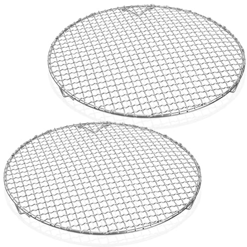 Otoolling 2 Pack 13 Inch Round Cake Cooling Rack, 201 Stainless Steel BBQ Baking & Steaming Rack with Legs - Multi-purpose Straight Wire Grill Grate for Cooking, Baking, Cooling, Canning Racks