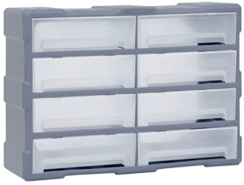 Mokuyary Organisateur Multi-tiroirs avec 8 grands Tiroirs 52x16x37 cm, Casiers à Tiroirs Organiseur de Rangement, Boîte à vis outils pour petites pièces, Garage, Atelier