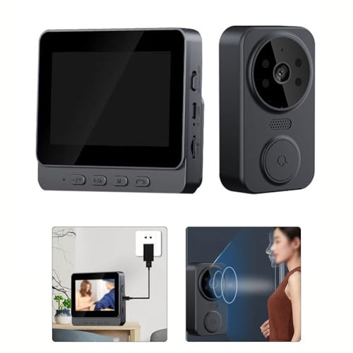 FACAIIO, videocitofono senza fili con schermo IPS da 4,3 pollici, interfono bidirezionale, visione notturna, rilevamento del movimento, archiviazione su scheda SD, segnale a lungo raggio, colore nero