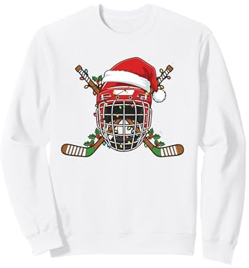 Casque de Hockey sur Glace de Noël pour Hommes, garçons, Enfants, Adolescents Sweatshirt