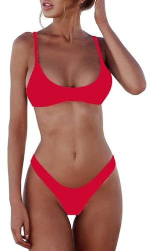 Bikini para mujer con push up sexy brasileño bandeau top y cintura baja tanga micro traje de baño de 2 piezas traje de baño moderno traje de baño de dos piezas ropa de playa monocolor