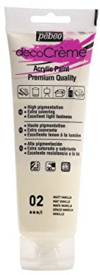 Pébéo Peinture Acrylique Texture Crème pour la Décoration - Finition Mate - 120 ML - Vanille