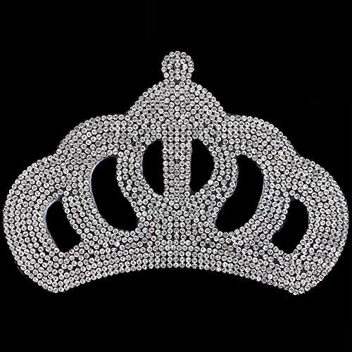 Brillabenny Aufnäher Strass Krone Crown Applikation Kristall zum Aufbügeln Aufbügeln auf Kleid Kissen Strampler Baby 7 x 11 cm
