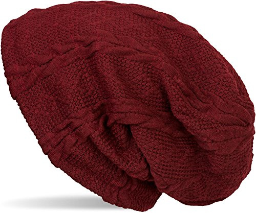 styleBREAKER Unisex Beanie Mütze Zopfmuster Fleece Futter 60cm | Slouch Longbeanie. elastisches Material. Bundweite 26cm. winterfest. weiche Haptik. Einheitsgröße. Thermo Inlay.