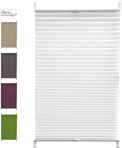 Deco4Me Plissee ohne Bohren (80 x 140 cm, Weiß Crash) - Blickdicht, lichtdurchlässig, Keine Verdunkelung - Jalousien zum Klemmen - Faltrollos für Fenster