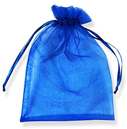 PLECUPE 100 Stück Organzasäckchen 16x22 cm, Organzabeutel Tunnelzug Hochzeit Säckchen, Schmuckbeutel Säckchen Geschenkbeutel für Weihnachten Geschenke Schmuckaufbewahrung Verpacken - Blau#4