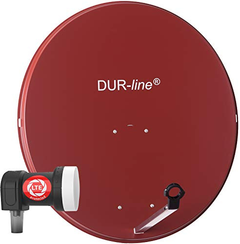 DUR-line MDA 90 Rot - Digiatale 1 Teilnehmer Satellitenschüssel Komplett-Anlage mit +Ultra Single - LNB [Camping, Astra 19,2°, DVB-S/S2, Full HD, 4K, 3D]