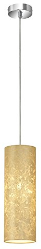 Briloner Leuchten - LED Hängelampe, Hängeleuchte, goldfarben, marmoriertes Design, Stoff-Metall, E27, 43.5 x 120 cm