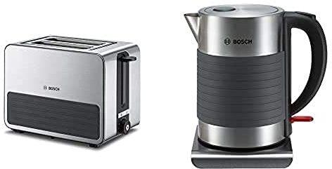 Bosch TWK7S05 Wasserkocher, Schwarz, Grau & TAT7S25 Toaster