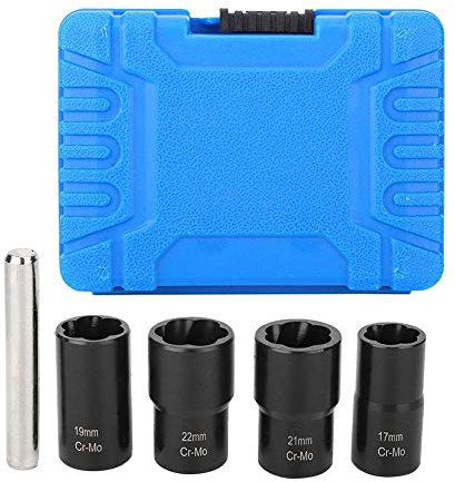 5Pcs Twist Socket Set Locking Wheel Nut Bolt Stud Extractor Removers 17mm 19mm 21mm 22mm Socket