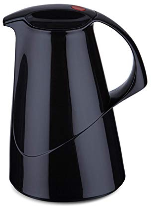 ROTPUNKT Isolierkanne 260 STEPHANIE 1,0 l | Zweifunktions-Drehverschluss | BPA Frei- gesundes trinken | Made in Germany | Warm + Kalthaltung | Glaseinsatz | black