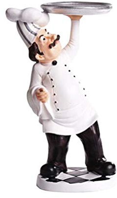 Supvox Harzfiguren Für Hotels Kochfiguren Deko Küche Harzornamente Für Den Tisch Figur Mit Tablett Für Regal Zuhause Bäckerei Und Hotel 8.58 in