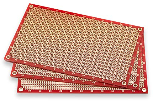 PROTOPATCH® Premium Lochrasterplatine (3 Stk) | Lochrasterplatte | Leiterplatte | Lochplatine | Prototype PCB Board | Euro-Platine | 160 x 100 mm | Doppelseitig | Runde Pads | Rot | PTH | 2,54 mm