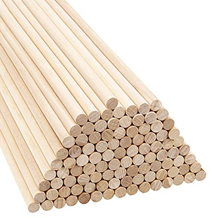 BELLE VOUS Lot de 100 Baton Bois Rond Naturel - Baguette Bois Loisir Creatif de 18 cm et 9,5 mm - Tige Bois Solide Extra-Longue et Brut pour Arts Plastique, Bricolage, Décorations & Travail du Bois