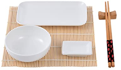 Set sushi de 12 piezas (porcelana + bambu + madera) Bergner colección Foodies