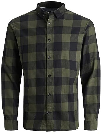 JACK & JONES JJEGINGHAM Twill Shirt L/S Noos Chemise, Vert Olive, XXL Hommes
