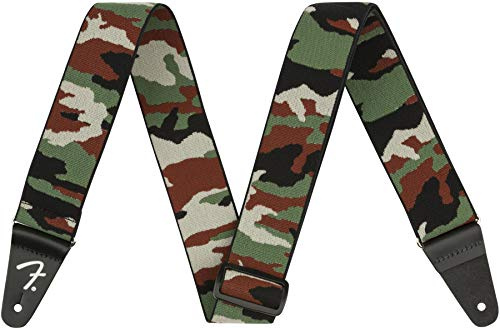 Fender® »WEIGHLESS CAMO STRAP - 2« Elastischer Gitarrengurt in Camouflage-Optik - 5cm Breite - Farbe: Woodland Camo