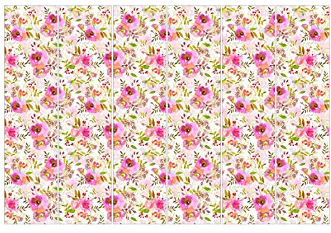 Bilderwelten Schiebegardinen Set Pinke Aquarell Blumen 6 Flächenvorhänge 250 x 360cm Wandhalterung
