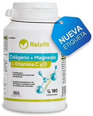 Colágeno hidrolizado con Magnesio y Vitaminas C y D – 180 Comprimidos | Articulaciones y Músculos Fuertes | Energía para el deporte | Suministro de 1 mes| Relafit - Laboratorios