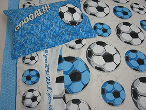 Pago Poco Completo Letto Singolo Fantasia SQUADRE Di CALCIO Colore BIANCO/CELESTE 100% Cotone In Fibra Naturale MADE IN ITALY ..Misure MAXI !!!