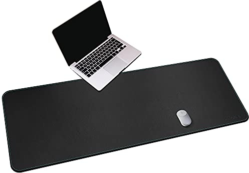 CENNBIE Non-Slip Leather Desk Pad 150 x 60cm, CENNBIE Desk Mat Large Protector Waterproof Black - PU Leather Mouse Pad Writing Surface, Office Decor Desktop Blotter for Top of Desks