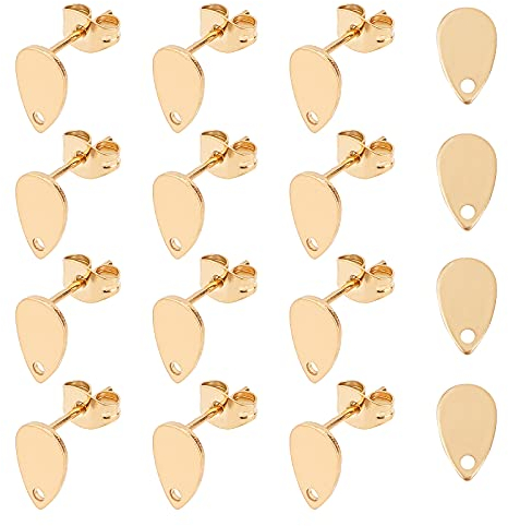 UNICRAFTALE 30 pièces Clou Boucles d'oreilles Acier Inoxydable Doré Boucle D'oreilles Larme Tige Boucles d'oreilles avec écrous d'Oreilles Fermoir Boucles D'oreilles pour Fabrication de Bijoux