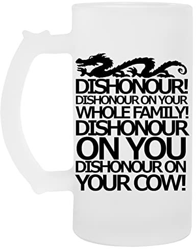 Dishonour On Your Cow! Glas Bier Becher Tasse Glass Beer Mug Cup