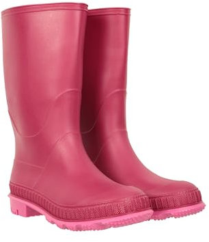 Mountain Warehouse Plain Kids Wellies - Waterproof, Soft Jersey Lined Wellington Boots, Gripped Sole, Boys & Girls - Spring Summer, Rain, School, Outdoors Berry Kids Shoe Size 8