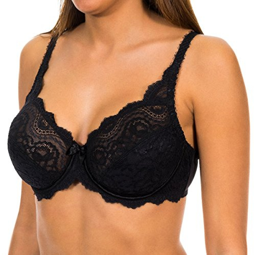 Playtex Women's Flower Elegance Full Cup Bra, White/Black, 40B