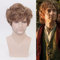 Wig for Halloween Synthetic Hair Cosplay the Bilbo Baggins the Hobbit Short Curly Cosplay Wig Brown Hair for Adult + Wig Cap CHINA as the picture