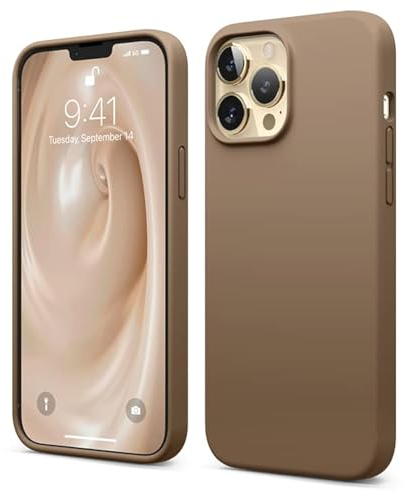elago Liquid Silicone Case Compatible with iPhone 13 Pro Max Case (6.7), Premium Silicone, Full Body Protection - 3 Layer Shockproof Phone Cover, Anti-Scratch Soft Microfiber Lining (Brown)