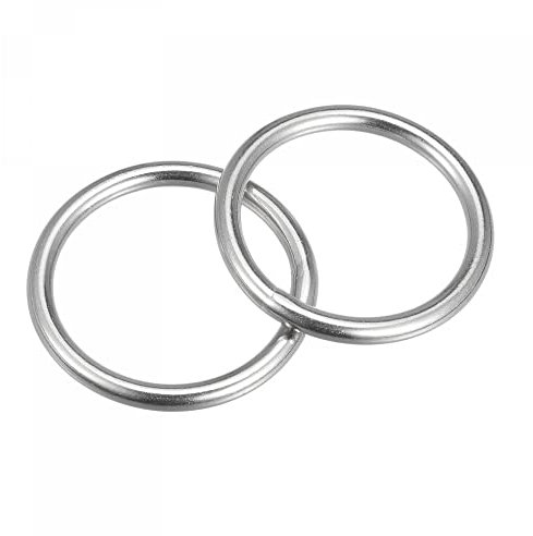 sourcing map 2 Stk. Rundring Geschweißte O-Ringe 316 Edelstahl 40mm(1,57) ID 5mm Dicke