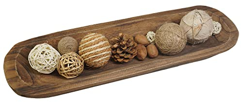 Ciotola decorativa vintage in legno intagliato a mano, campagna agricola, ristorante, decorazione caffè, luogo pane, frutta, aromaterapia. (50,8 x 15,2 x 5,1 cm)