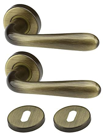 Bricolevante Maniglie Porta Interna Disponibile in più Varianti vendute in set - Maniglia Bronzo Tonda per Porte (Tonda, Bronzata)