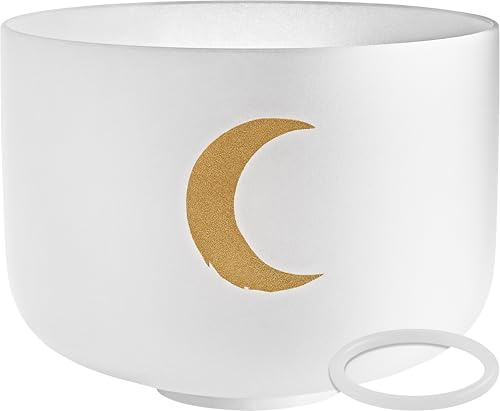 Sonic Energy Planetary Crystal Singing Bowl, Synodic Moon (PCSB12MSY) | Ton G#3, 210,42 Hz, 30x30x23,5 cm, inkl. Silikonring, Quarz (white-frosted)