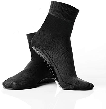 OceanSocks + Poche supplémentaire | Chaussettes antidérapantes pour la plage, l'eau, la randonnée, le bateau et les planches, Noir, 35-38, 35-38