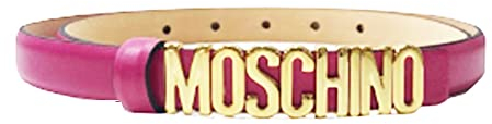 MOSCHINO Gürtel Couture Fuchsia matt Logo klein Gold Größe 42, fuchsia, 36
