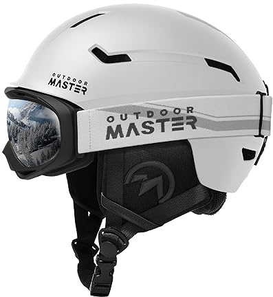 OutdoorMaster Skihelm-Set, Snowboard-Helm mit Brille für Erwachsene - 12 Belüftungsöffnungen - Skihelme für Männer, Frauen und Jugendliche