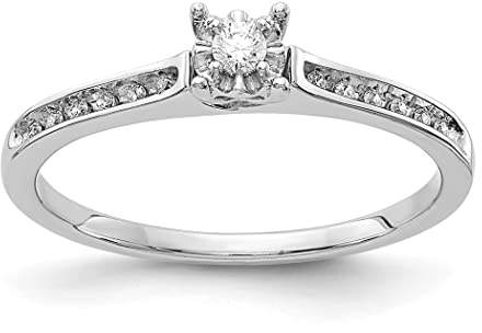 14ct White Gold Lab Grown Diamond Petite Engagement Ring Größe N 1/20 Schmuck Geschenke für Frauen, Weißgold, Weißer Diamant, Weißgold, Erstellter Diamant