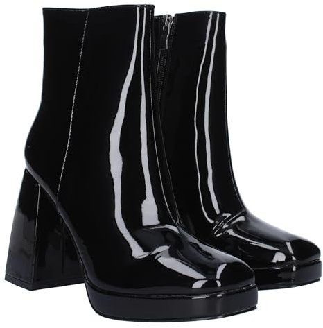 shoes&blues.es 76059 Botin de Tacon para Mujer con Cierre de Cremallera y Efecto Charol. Estampado Liso, temporad Otono Invierno 2023. Negro Talla 40