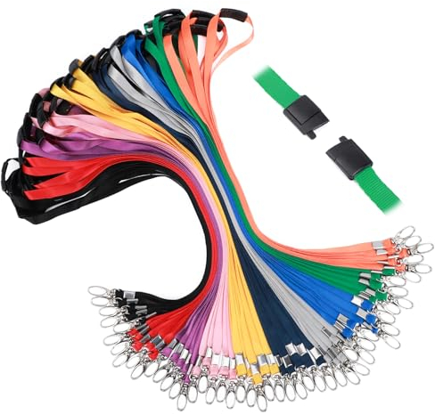 Segus Schlüsselband mit Karabiner, Lanyard mit Sicherheitsverschluss 50 Stück, Schlüsselband Bunt für Schlüssel, Unternehmen, Büro, Ausweishüllen, Schule