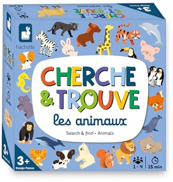 Janod - Mon Premier Cherche et Trouve Les Animaux - Jeu de Société Enfant - Jeu d'Observation - Dès 3 Ans,J02455