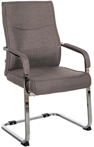 CLP Freischwinger Besucherstuhl Hobart I Stoff- oder Kunstlederbezug, Chromgestell und Gepolsterte Armlehnen I Ergonomischer Schwingstuhl, Farbe:dunkelgrau, Material:Stoff