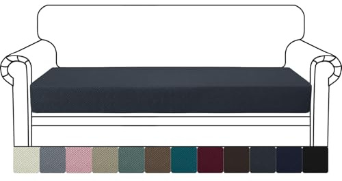YSTELLAA Stretch Sitzkissenbezug, Sofa Sitzkissenbezug rutschfest, Elastischer Sofa Sitzkissenbezüge, Universal Sitzkissen Bezug Wohnzimmer, Sofaschoner, 3 Sitzer, Dunkelgrau