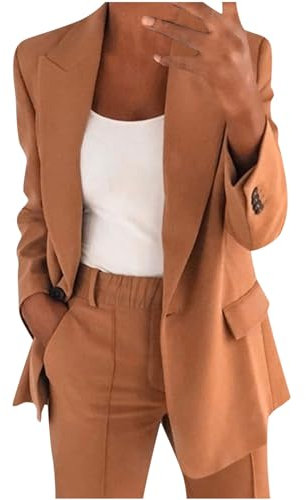 AACH Hosenanzüge für Damen Elegant Blazer Anzug Set Einfarbig Streetwear Zweiteilig Hosenanzug Business Modern Anzughose Revers Slim Fit Sportlich Büro Outfit