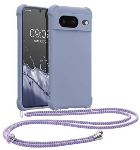 kwmobile Necklace Case kompatibel mit Google Pixel 8 Hülle - Cover mit Kordel zum Umhängen - Silikon Schutzhülle Lavendel